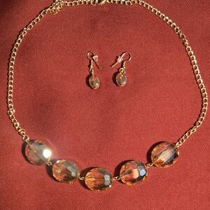 Elegant Gold and Silver Necklace and Earring Set